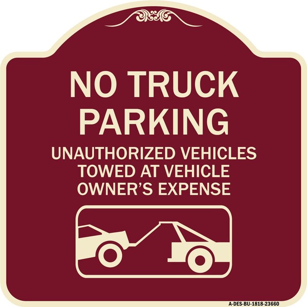 Signmission No Parking No Truck Parking Unauthorized Vehicles Towed at Vehicle Owners Expense W, BU-1818-23660 A-DES-BU-1818-23660 - main